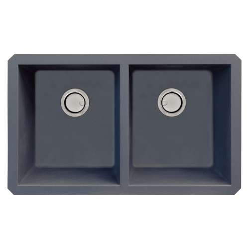 Samuel Müeller Renton Granite 31-in Undermount Kitchen Sink Kit with Grids, Strainers and Drain Installation Kit in Grey