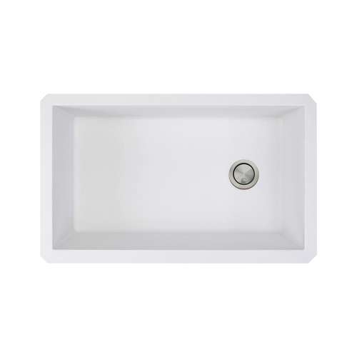 Samuel Müeller Renton Granite 31-in Undermount Kitchen Sink Kit with Grids, Strainers and Drain Installation Kit in White