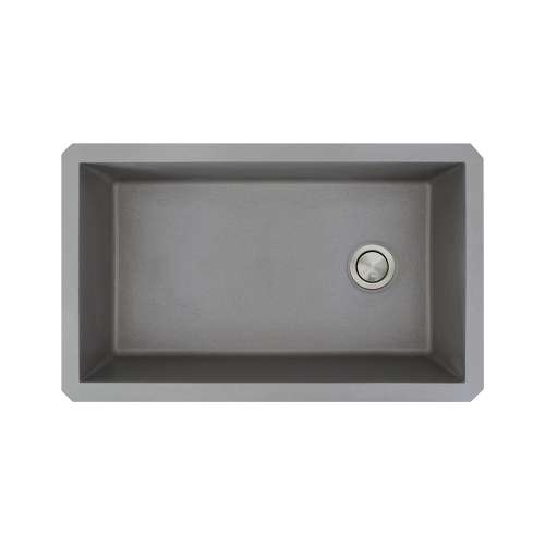 Samuel Müeller Renton Granite 31-in Undermount Kitchen Sink Kit with Grids, Strainers and Drain Installation Kit in Grey