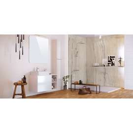 SMTWK604896B-KI32G Trinity 60-in x 48-in x 96-in 4-Piece Shower Wall Kit, Bookmatched Sabana Creme (Glossy)