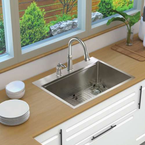 SMKWSST302210-ML2 30-in x 22-in x 10-in 18-Gauge Drop-in Stainless Steel Kitchen Workstation Sink with ML2 Faucet Holes