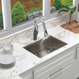 SMKWSSU271910 27-in x 19-in x 10-in 18-Gauge Undermount Stainless Steel Kitchen Workstation Sink