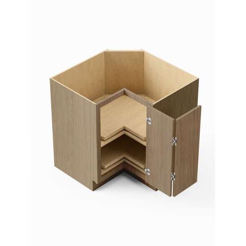 SMLSB33R-ASM-FR02-TW Framington 33-in x 33-in x 35-in Assembled Latitude Lazy Susan Easy Reach Base Cabinet With Right-Hand Opening Door, Tan Wood