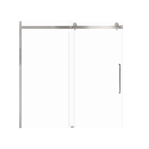 Milan 60-in X 60-in Barn Bathtub Door with 5/16-in Clear Glass and Contour Handle and Knob Handle, Brushed Stainless
