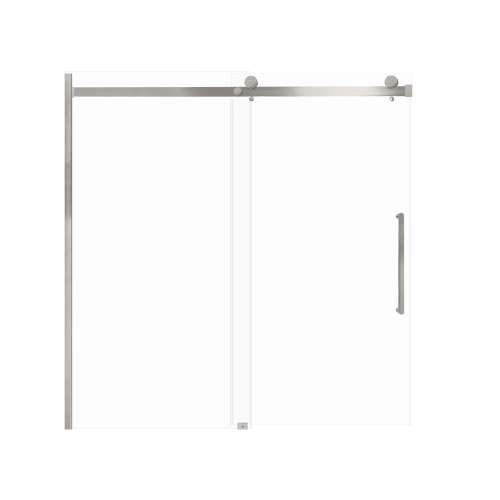 Milan 60-in X 60-in Barn Bathtub Door with 5/16-in Clear Glass and Royston Handle and Knob Handle, Brushed Stainless