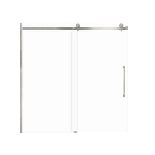 Milan 60-in X 60-in Barn Bathtub Door with 5/16-in Clear Glass and Tyler Handle and Knob Handle, Brushed Stainless