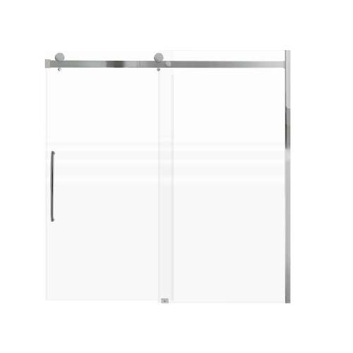 Milan 60-in X 60-in Barn Bathtub Door with 5/16-in Frost Glass and Contour Handle and Knob Handle, Polished Chrome
