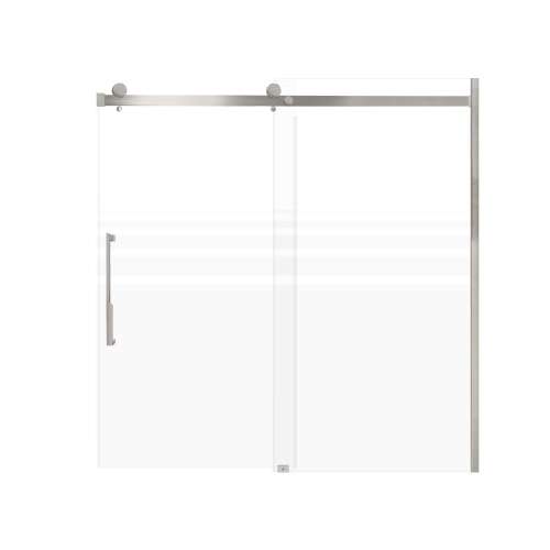 Milan 60-in X 60-in Barn Bathtub Door with 5/16-in Frost Glass and Juliette Handle and Knob Handle, Brushed Stainless