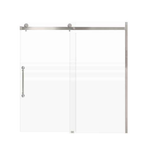 Milan 60-in X 60-in Barn Bathtub Door with 5/16-in Frost Glass and Nicholson Handle and Knob Handle, Brushed Stainless