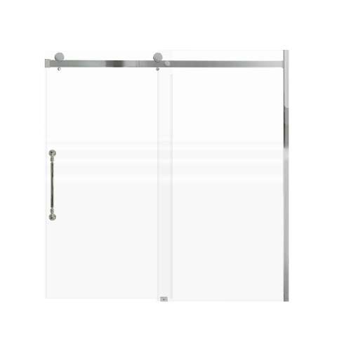 Milan 60-in X 60-in Barn Bathtub Door with 5/16-in Frost Glass and Nicholson Handle and Knob Handle, Polished Chrome