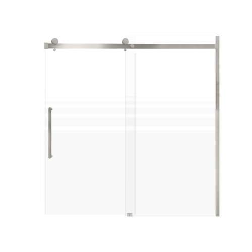 Milan 60-in X 60-in Barn Bathtub Door with 5/16-in Frost Glass and Royston Handle and Knob Handle, Brushed Stainless