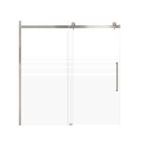 Milan 60-in X 60-in Barn Bathtub Door with 5/16-in Frost Glass and Tyler Handle and Knob Handle, Brushed Stainless