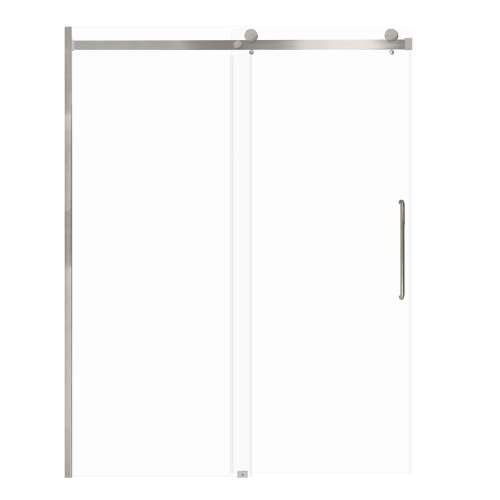Milan 60-in X 76-in Barn Shower Door with 5/16-in Clear Glass and Contour Handle and Knob Handle, Brushed Stainless