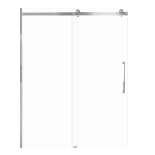 Milan 60-in X 76-in Barn Shower Door with 5/16-in Clear Glass and Juliette Handle and Knob Handle, Brushed Stainless