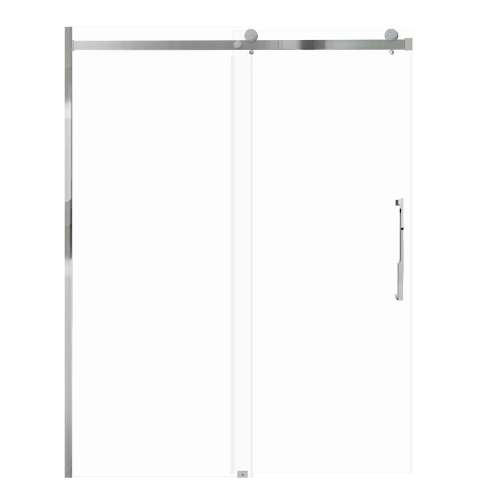 Milan 60-in X 76-in Barn Shower Door with 5/16-in Clear Glass and Juliette Handle and Knob Handle, Polished Chrome