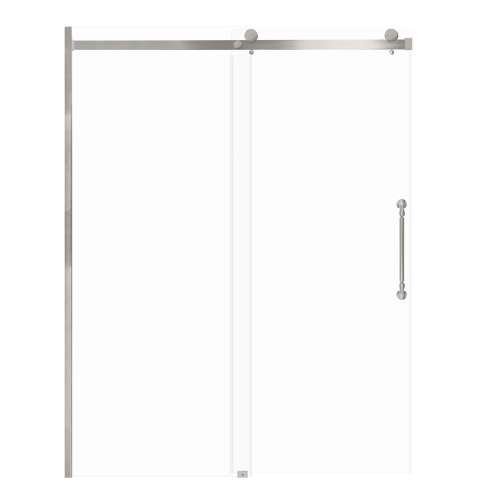Milan 60-in X 76-in Barn Shower Door with 5/16-in Clear Glass and Nicholson Double-Sided Handle, Brushed Stainless
