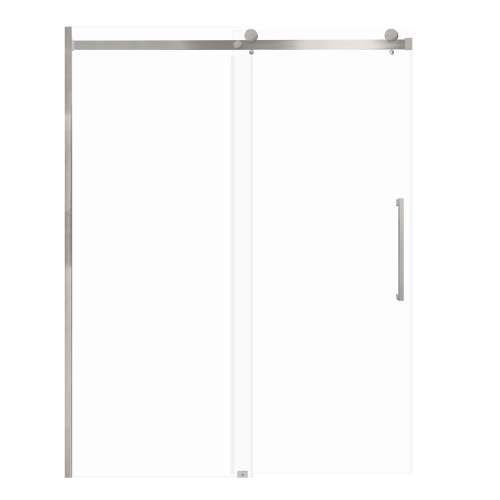 Milan 60-in X 76-in Barn Shower Door with 5/16-in Clear Glass and Sampson Handle and Knob Handle, Brushed Stainless