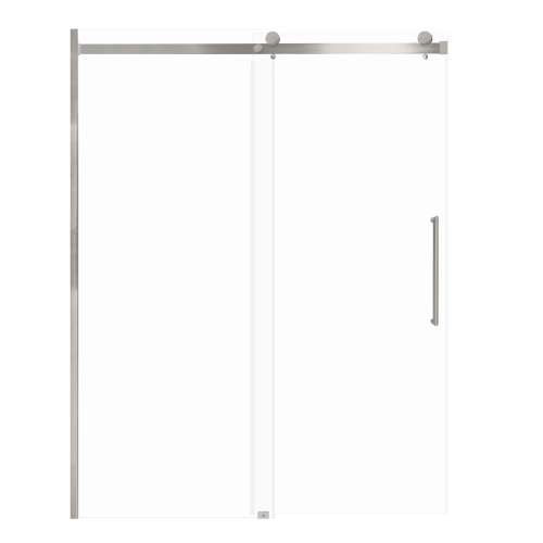 Milan 60-in X 76-in Barn Shower Door with 5/16-in Clear Glass and Tyler Handle and Knob Handle, Brushed Stainless