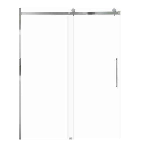 Milan 60-in X 76-in Barn Shower Door with 5/16-in Clear Glass and Tyler Handle and Knob Handle, Polished Chrome