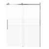 Milan 60-in X 76-in Barn Shower Door with 5/16-in Frost Glass and Barrington Knurled Double-Sided Handle, Brushed Stainless