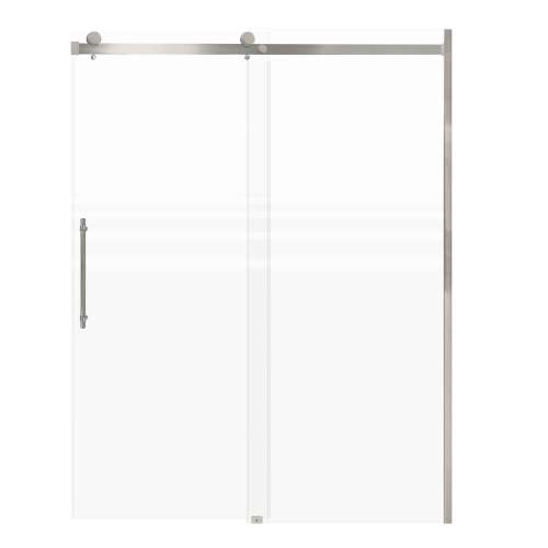 Milan 60-in X 76-in Barn Shower Door with 5/16-in Frost Glass and Barrington Knurled Handle and Knob Handle, Brushed Stainless