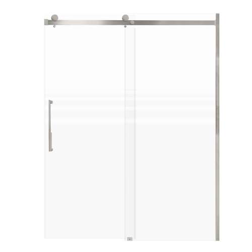 Milan 60-in X 76-in Barn Shower Door with 5/16-in Frost Glass and Juliette Double-Sided Handle, Brushed Stainless