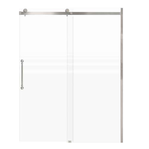 Milan 60-in X 76-in Barn Shower Door with 5/16-in Frost Glass and Nicholson Handle and Knob Handle, Brushed Stainless