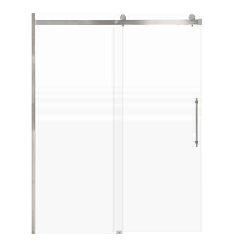 Samuel Mueller Milan 60-in X 76-in Barn Shower Door with 5/16-in Frost Glass and Barrington Knurled Handle and Knob Handle, Brushed Stainless