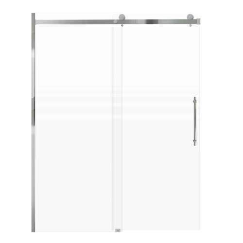 Milan 60-in X 76-in Barn Shower Door with 5/16-in Frost Glass and Barrington Knurled Handle and Knob Handle, Polished Chrome