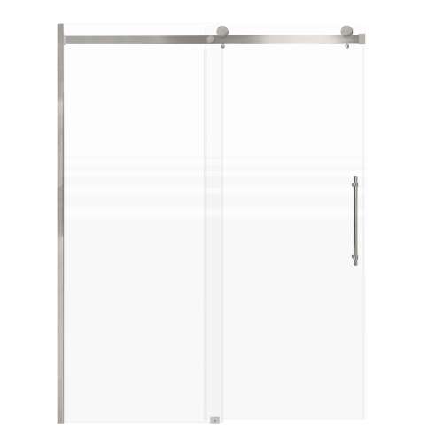 Milan 60-in X 76-in Barn Shower Door with 5/16-in Frost Glass and Barrington Plain Handle and Knob Handle, Brushed Stainless