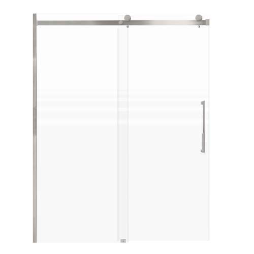 Milan 60-in X 76-in Barn Shower Door with 5/16-in Frost Glass and Juliette Double-Sided Handle, Brushed Stainless
