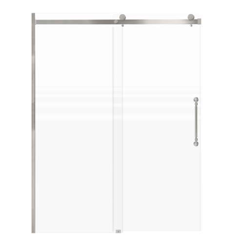 Samuel Mueller Milan 60-in X 76-in Barn Shower Door with 5/16-in Frost Glass and Nicholson Double-Sided Handle, Brushed Stainless