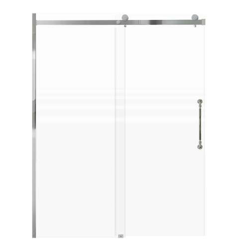 Samuel Mueller Milan 60-in X 76-in Barn Shower Door with 5/16-in Frost Glass and Nicholson Double-Sided Handle, Polished Chrome