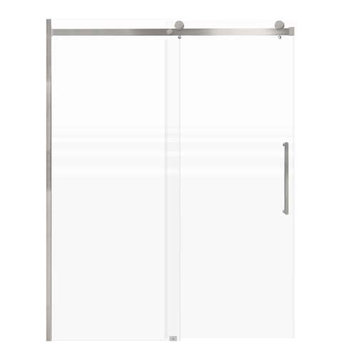 Milan 60-in X 76-in Barn Shower Door with 5/16-in Frost Glass and Royston Handle and Knob Handle, Brushed Stainless