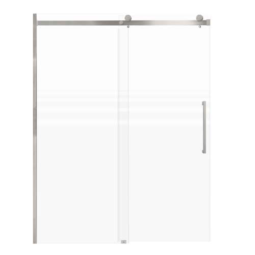 Samuel Mueller Milan 60-in X 76-in Barn Shower Door with 5/16-in Frost Glass and Sampson Double-Sided Handle, Brushed Stainless