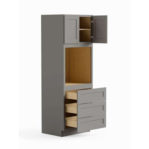 SMO309024-ASM-FR01-LG Framington 30-in x 24-in x 90-in Assembled Remington Tall Oven Cabinet, Light Grey