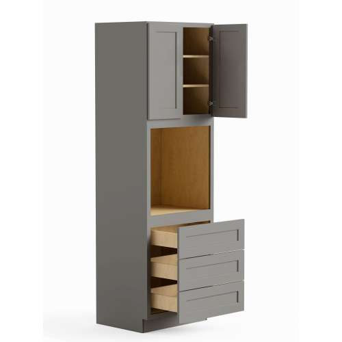 SMO339624-RTA-FR01-LG Framington 33-in x 24-in x 96-in Ready To Assemble Remington Tall Oven Cabinet, Light Grey