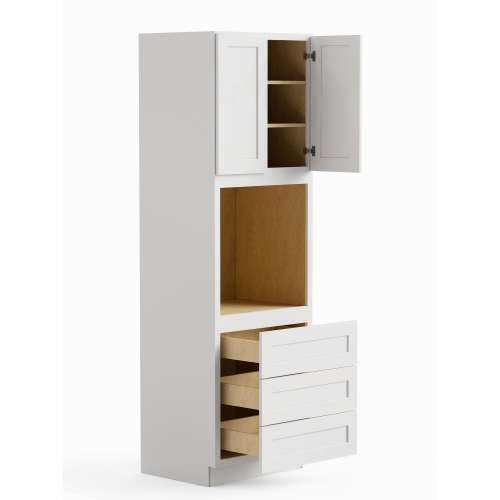 SMO339624 Framington 33-in x 24-in x 96-in Ready To Assemble Remington Tall Oven Cabinet, White