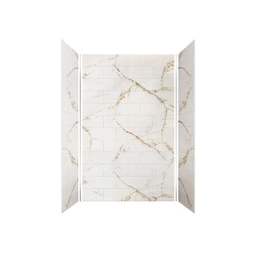 SMPPWK603696-63 Pioneer Plus 60-in x 36-in x 96-in Shower Wall Kit, Awaken Gold (8-in x 16-in Horizontal Tile Pattern with Stone Color)