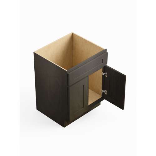 SMSB27-RTA-FR01-SG Framington 27-in x 24-in x 35-in Ready To Assemble Remington Double Door Single Drawer Front Sink Base Cabinet, Smokey Grey