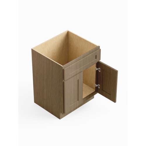 SMSB27-RTA-FR01-TW Framington 27-in x 24-in x 35-in Ready To Assemble Remington Double Door Single Drawer Front Sink Base Cabinet, Tan Wood