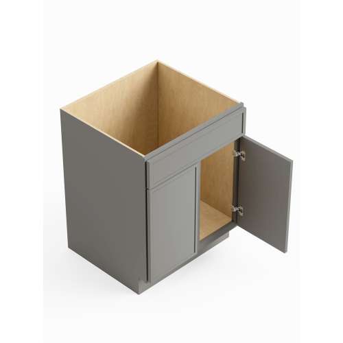 SMSB24-ASM-FR02-LG Framington 24-in x 24-in x 35-in Assembled Latitude Double Door Single Drawer Front Sink Base Cabinet, Light Grey