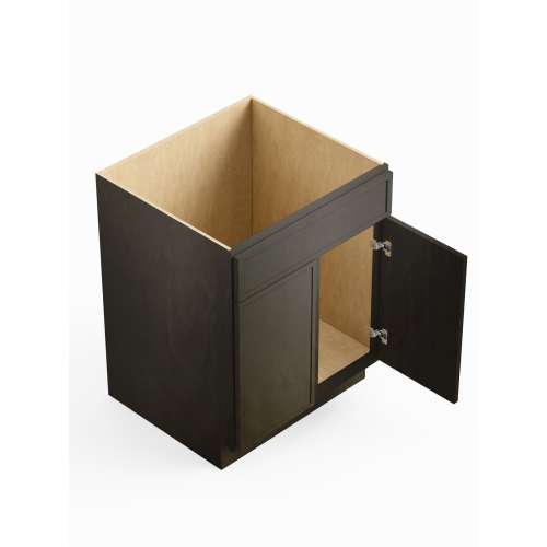 SMSB24-ASM-FR02-SG Framington 24-in x 24-in x 35-in Assembled Latitude Double Door Single Drawer Front Sink Base Cabinet, Smokey Grey