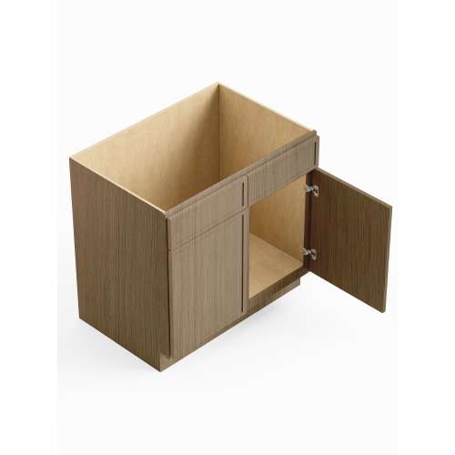 SMSB36-RTA-FR02-TW Framington 36-in x 24-in x 35-in Ready To Assemble Latitude Double Door Double Drawer Front Sink Base Cabinet, Tan Wood