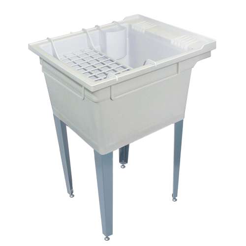 Samuel Müeller Compostite 22-in Floor Mounted Laundry Tub with Steel Legs and Accessory Kit