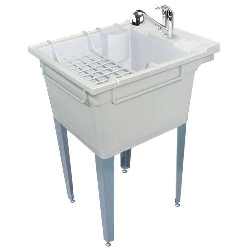 Samuel Müeller Compostite 22-in Floor Mounted Laundry Tub with Steel Legs, Faucet and Accessory Kit