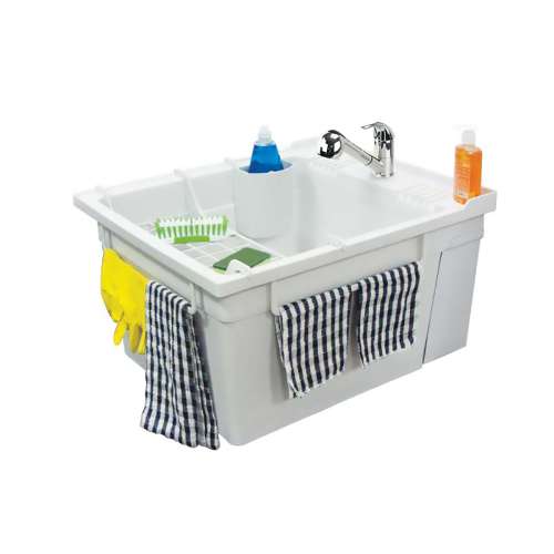Samuel Müeller Compostite 22-in Wall Mounted Laundry Tub with Faucet and Accessory Kit