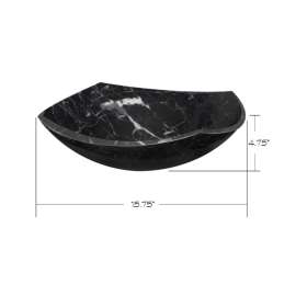 SM-FO4012 Medford Joelle 16-in x 16-in x 5-in Marble Abstract Square Vessel Sink, Black