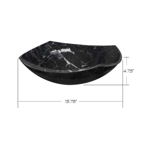 SM-FO4012 Medford Joelle 16-in x 16-in x 5-in Marble Abstract Square Vessel Sink, Black