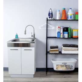 SM3680-BS Single Hole Dual Function Pull Out Spray High Arc Laundry Faucet With Single Lever Handle And Articulating Arm, Brushed stainless